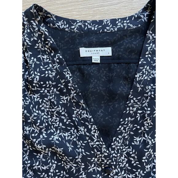 Equipment Femme Women's Blue Floral Silk Layered Mini Dress Size 6 - Picture 4 of 5